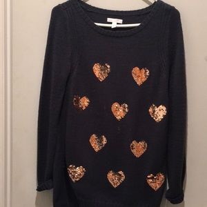 SWEATER LONG SLEEVE W/GOLD HEARTS ALL OVER GREEN
